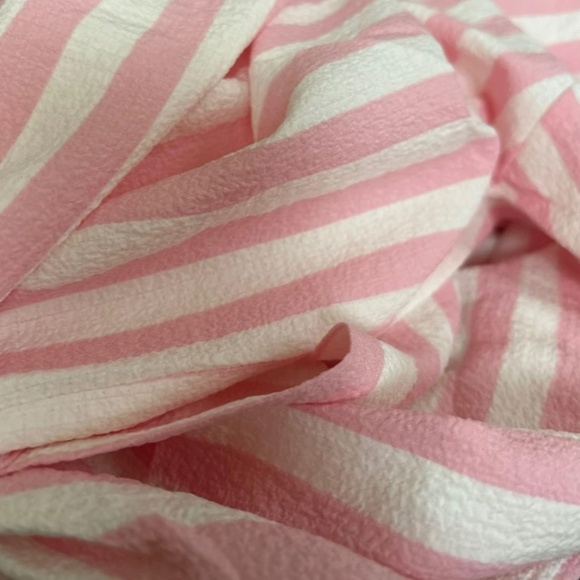 Pink with White Stripes Oversized Button Down Shirt Long Sleeve - Picture 9 of 9